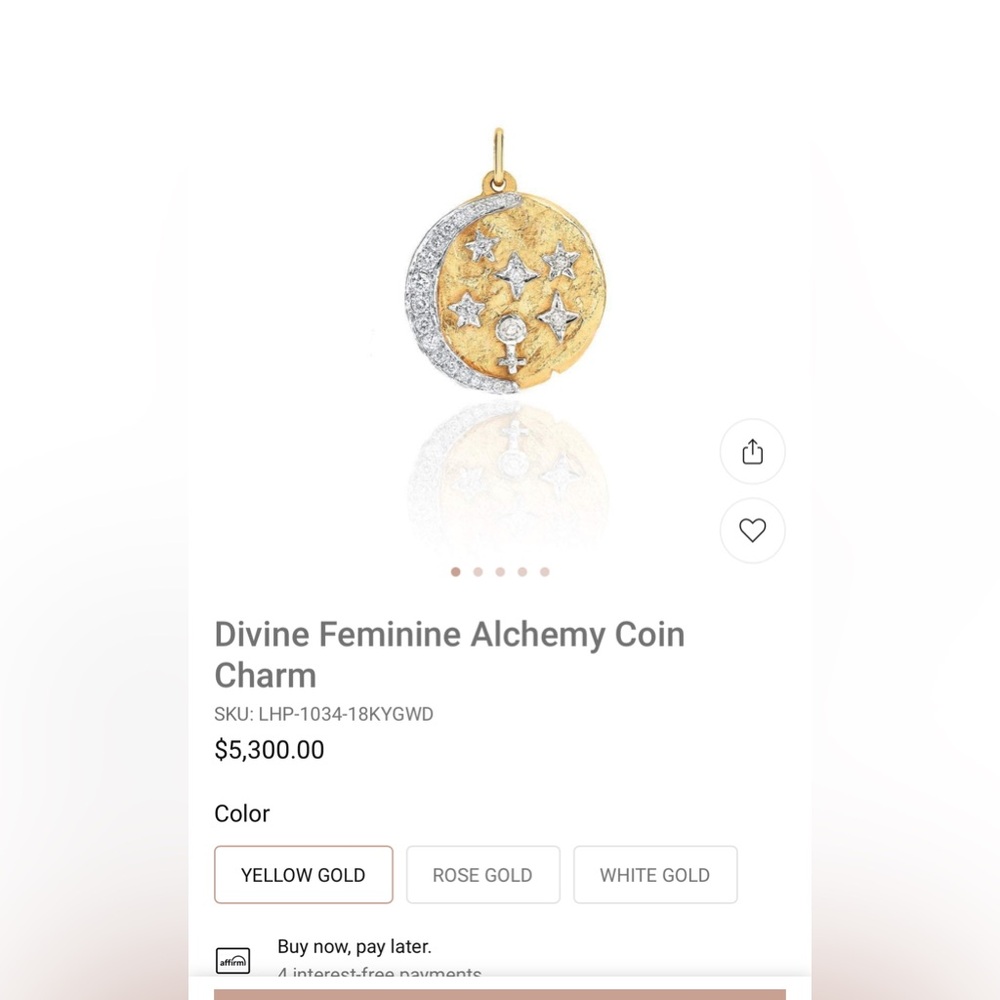 Logan Hollowell Divine Feminine 18k gold and diamonds Pendant